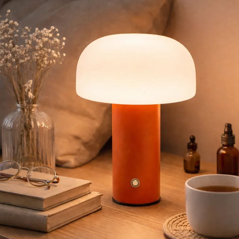 Warme draadloze LED tafellamp voor terras of balkon sfeer